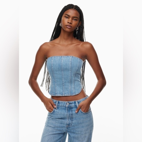 Denim Forum Tops - Denim Forum The ‘90s Debbie Denim Bustier